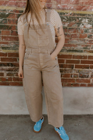 Stone Wash Denim Overalls