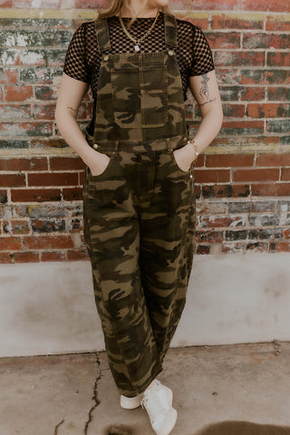 Camo Barrel Leg Overalls