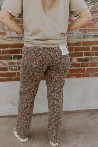 Ella Leopard Straight Leg Jeans- Hidden