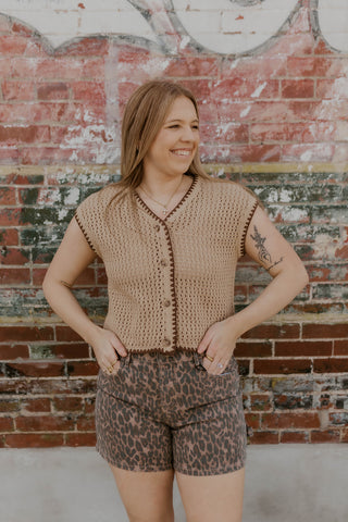 Button Up Knit Vest- Khaki