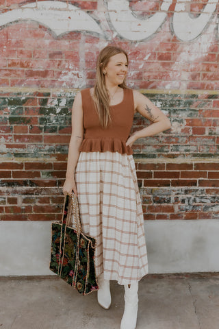 Peplum Knit Midi Dress