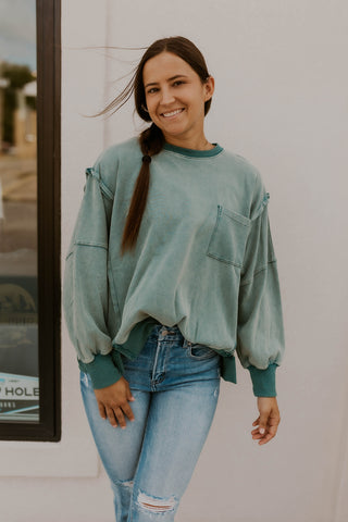 Bonfire Night Teal Pullover