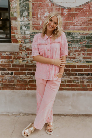 Pretty In Pink Eyelet Lace Top
