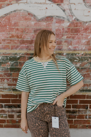 Stripe Color Block Top- Green