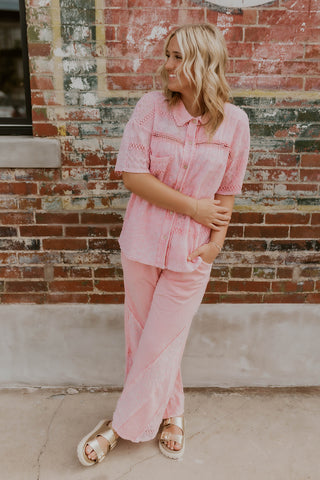 Pretty In Pink Eyelet Lace Top