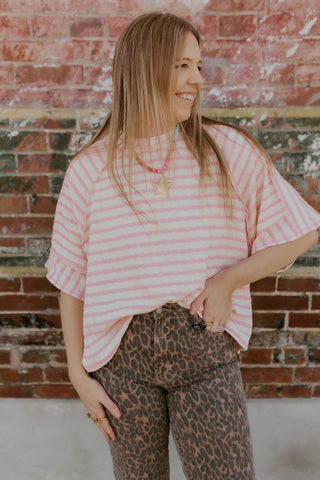 Striped In Pink Oversized Top