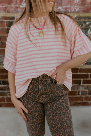 Striped In Pink Oversized Top