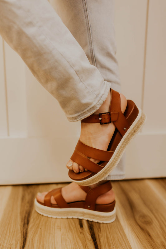 Evana Platform Sandal- Brown