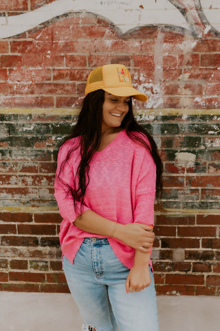 Candy Pink Sweater Knit Top