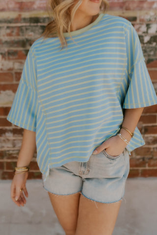 Get Going Striped Top- Mint