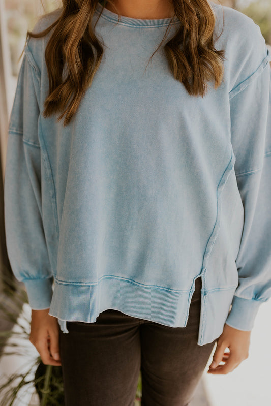 Personal Day Mineral Washed Pullover- Blue