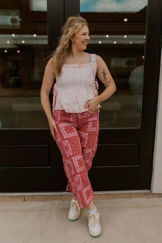 Mauve Bandana Barrel Leg Jeans