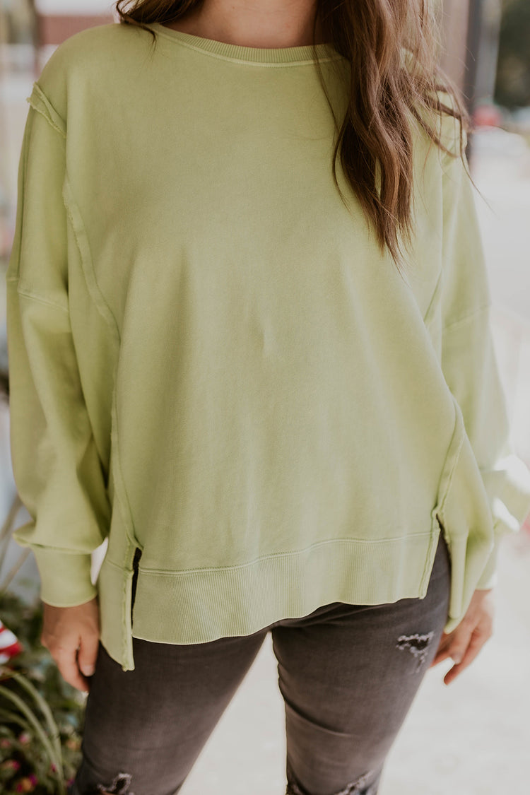 Personal Day Mineral Washed Pullover- Lime