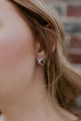 Cubic Zirconia Heart Earrings- Silver