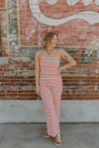 The Harbor Striped Set- Red