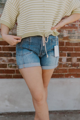 Sienna High Rise Drawstring Shorts- Vervet