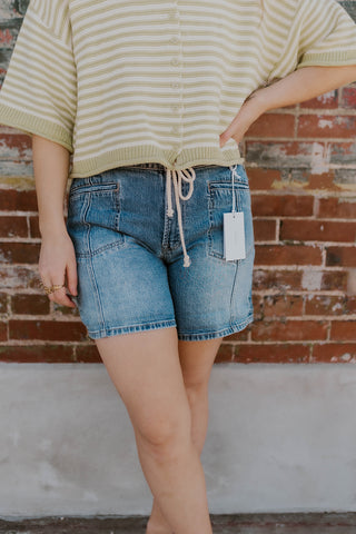 Sienna High Rise Drawstring Shorts- Vervet