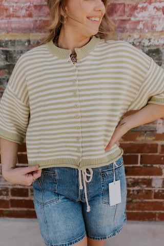 Lime Button Up Sweater