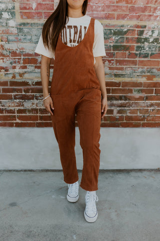 Corduroy Scoop Neck Overalls