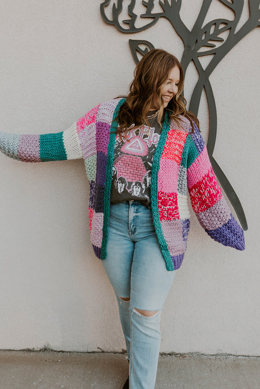 Patched In Color Knit Cardigan