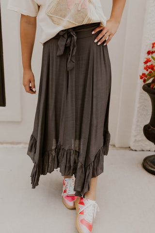 Twirl Around Midi Skirt- Grey