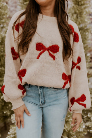 Bow Round Neck Sweater Top