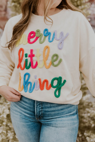 Merry Little Thing Ribbed Sweatshirt