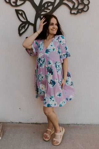 Lavender Floral Babydoll Dress