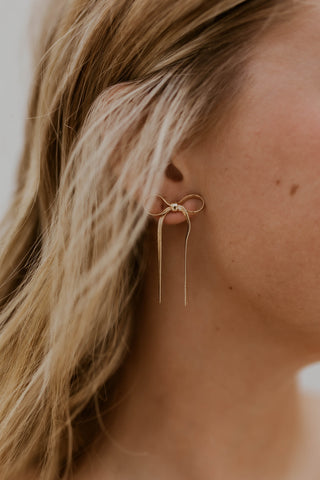 Rose Gold Chain Bow Earrings