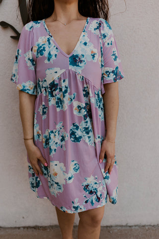 Lavender Floral Babydoll Dress