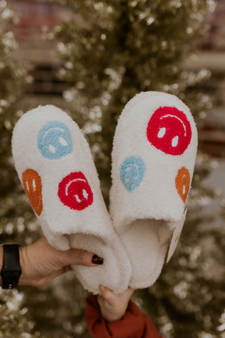 Happy Face Embroidered Slippers