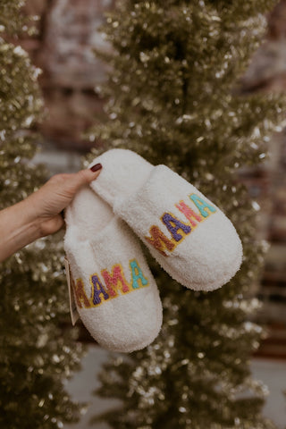 Mama Embroidered Slippers