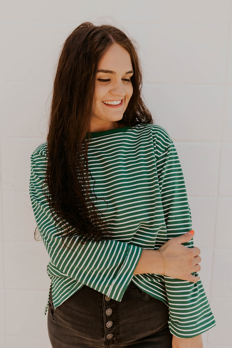Striped Up Top- Green