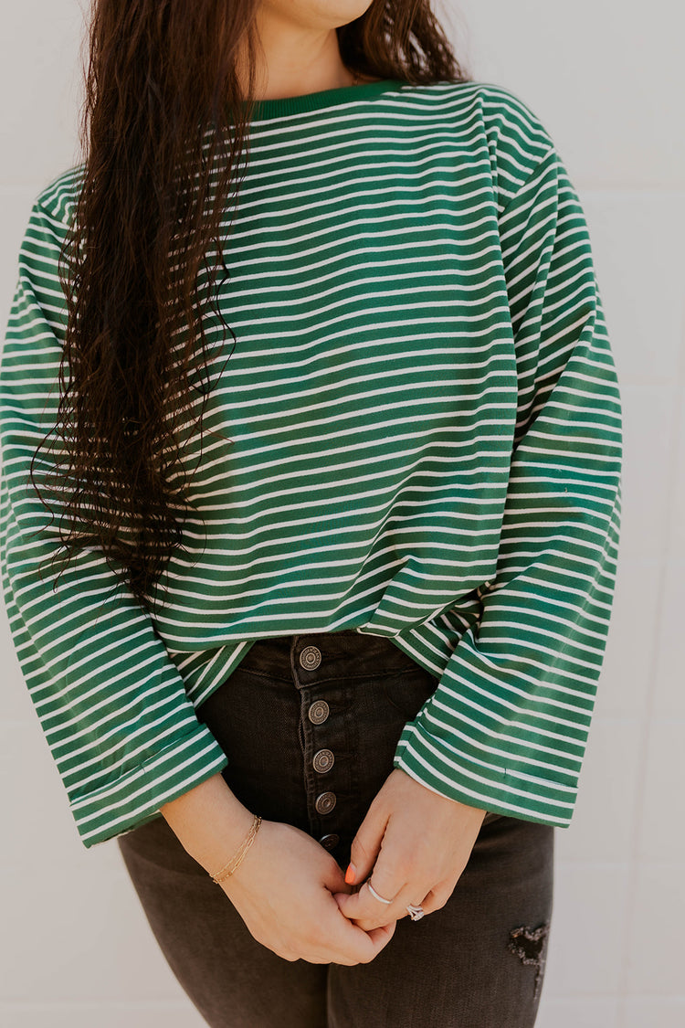 Striped Up Top- Green