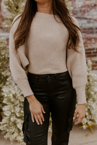 Round Neck Cropped Ribbed Sweater