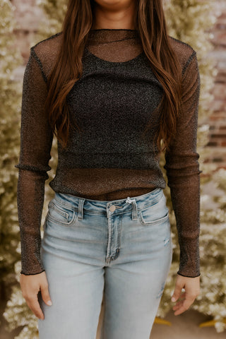 Glitter Mesh Layering Top