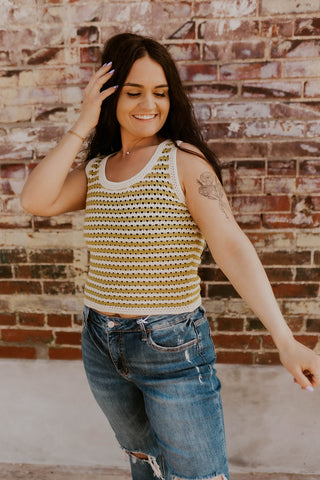 Lime Stripe Knit Tank