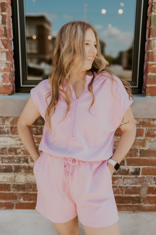 Poppin Off Pink Scuba Romper