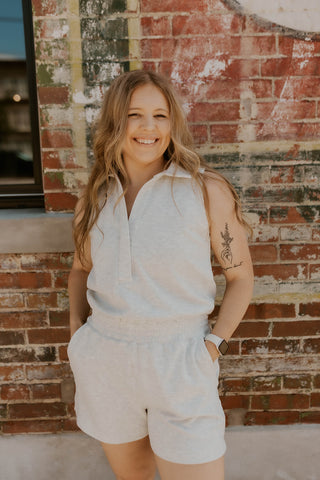 Heather Grey Collared Romper