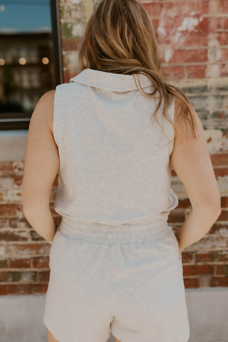 Heather Grey Collared Romper