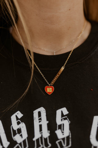 Kansas City Bar Necklace- Heart