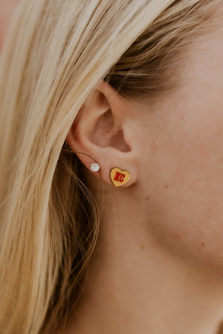 KC Heart Enamel Stud Earrings