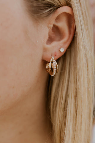 Pearly Gold Hoop Earrings