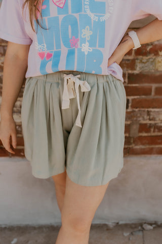 Sage Pleated Shorts