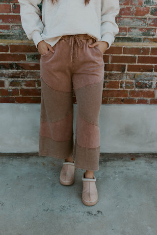 Thermal Mix Wide Leg Pants- Mocha