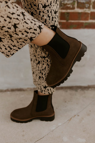 Brown Rev Suede Bootie- Chinese Laundry