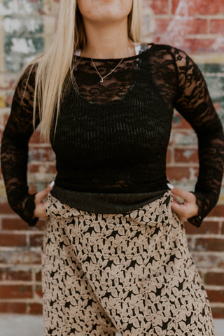 Black Floral Lace Top