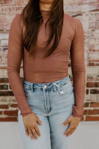 Shimmer In Mauve Mesh Layering Top