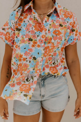 Floral Print Puff Sleeve Blouse