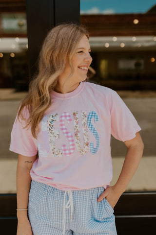 Pink Cottage Jesus Patchwork Graphic